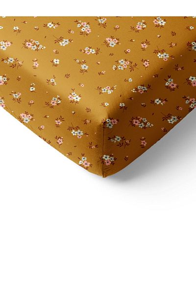 Evmila Flower Pattern Printed Double Sheet Set 160x200 Cm - Yellow