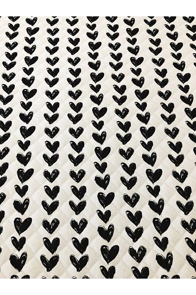 Evmila Black Heart Pattern Double Printed Pique (200x220 Cm) White