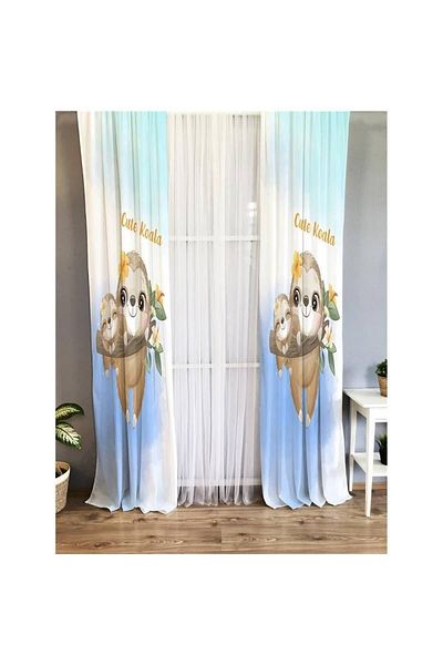 Evmila Animal Patterned Children's Room Velvet Background Curtain