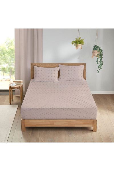 Evmila Modern Pattern Printed Double Sheet Set 160x200 Cm - Cream