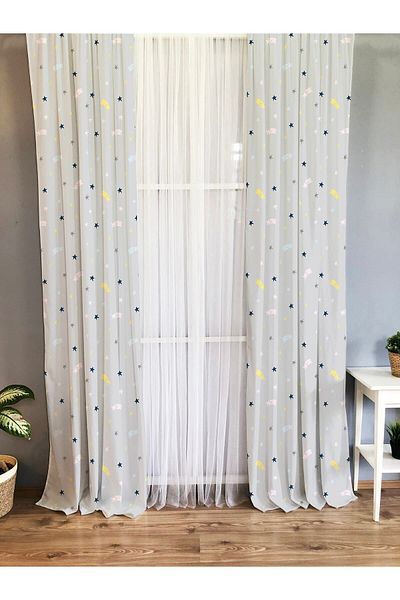 Evmila Printed Patterned Background Curtain for Kids and Baby Room