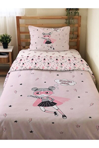 Evmila Двосторонній комплект постільної білизни з принтом «Супер дівчинка» - ...