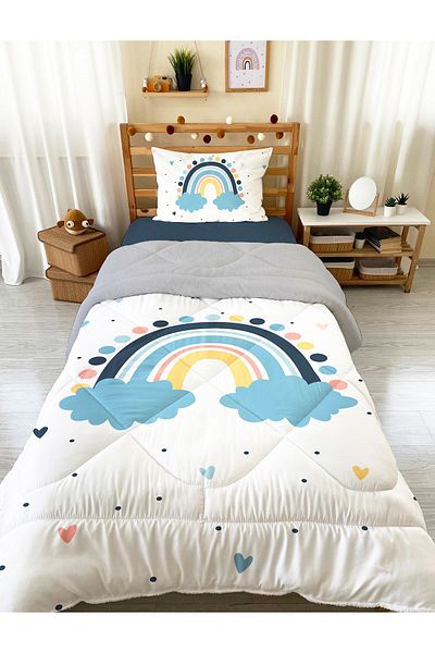 Evmila Μονό μοτίβο ουράνιου τόξου 160x220 cm Wellsoft διπλής όψης σιλικόνης και σετ ύπνου