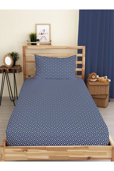 Evmila Geometric Patterned Printed Single Elastic Sheet Set