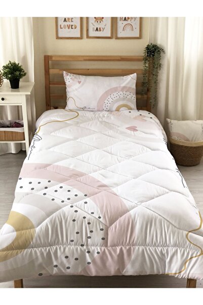 Evmila Gökkuşağı Desenli Kapitone Yorgan,dekoratif Yatak Örtüsü