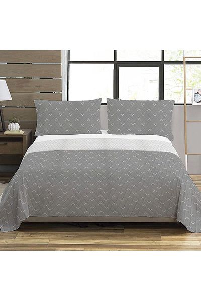 Evmila Modern Pattern Double Printed Pique (200x220 Cm) Gray