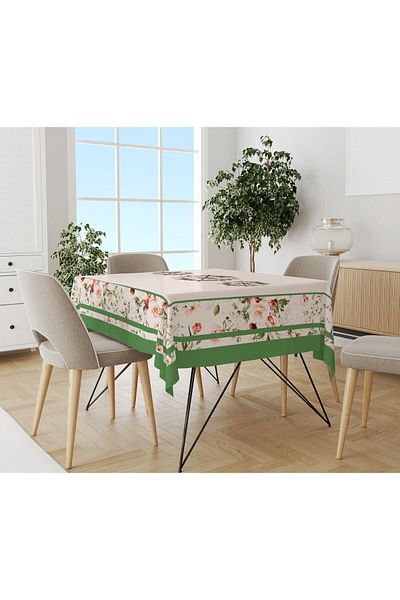 Evmila Față de masă Rudder ȘI Motiv Floral Alb