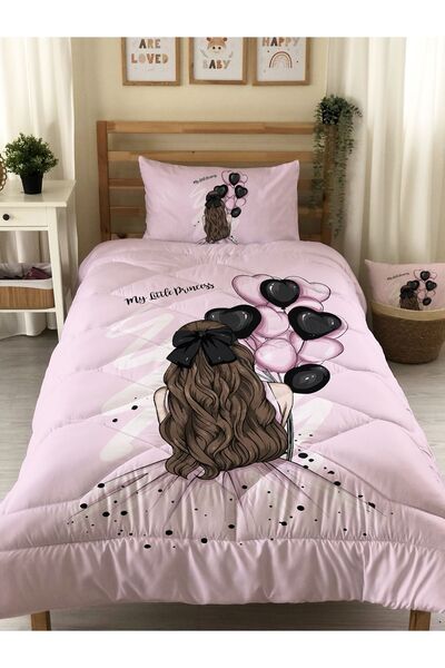 Evmila Prenses Kız Desenli Kapitone Yorgan,dekoratif Yatak Örtüsü