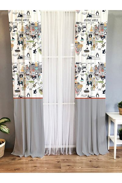 Evmila Printed Patterned Background Curtain for Kids and Baby Room
