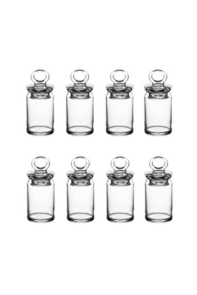 Paşabahçe 8-Piece Spice Jar Set + Washable Plastic Spice Labels 55 Assorted
