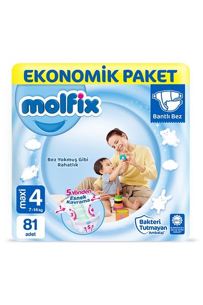 Molfix Baby Diapers Size 4 Maxi Economic Package 81 Pieces