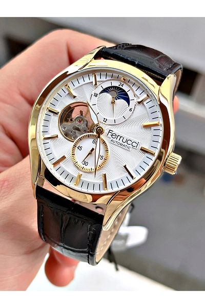 Ferrucci Automatic Men's Wristwatch - Leather Cord, FCF.03343FK.03 Model