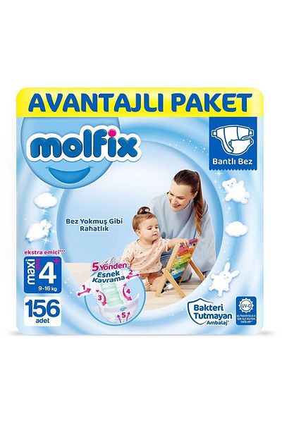 Molfix Baby Diapers 4+ Size Maxi Plus Advantageous Package 156 Pieces