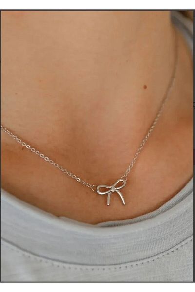 Acousticworld Stainless Steel Coquette Ribbon Women's Necklace Accessory - Gift Jewelry