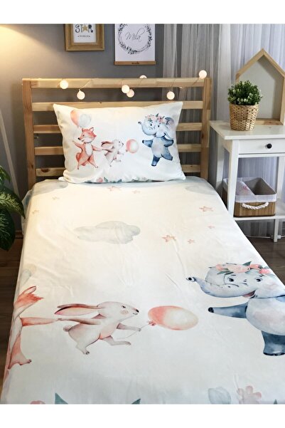 Evmila Dijital Baskı Sevimli Hayvanlar Örtü Yastık Seti 1932