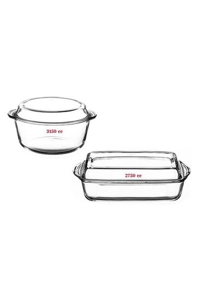Paşabahçe 2 Piece Pyrex Pot Set (59013-59010) Fma01016 Fma01012