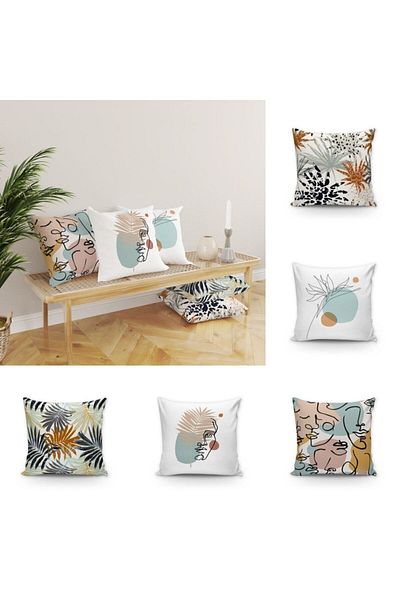 Evmila Set de 5 huse de pernă decorative