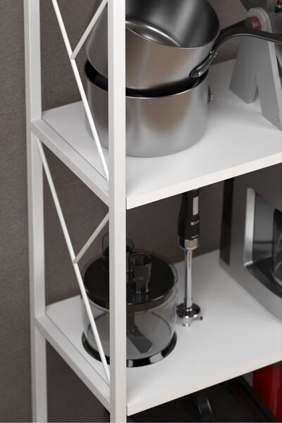 Cosargroup Metal Mutfak Rafı Malzeme Dolabı 5 Raflı Mikrodalga Fırın Rafı Çok Amaçlı Dolap Raf 150 Cm BXB