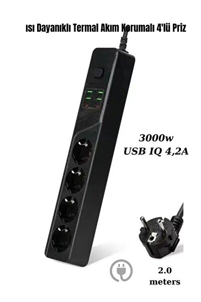 TG Akıllı Priz 3000w Güç Prizi Adaptörü Uzatma Kablosu Çoklu Fiş Usb Şarj Cihazı Pd Usb C Şarj Cihazı