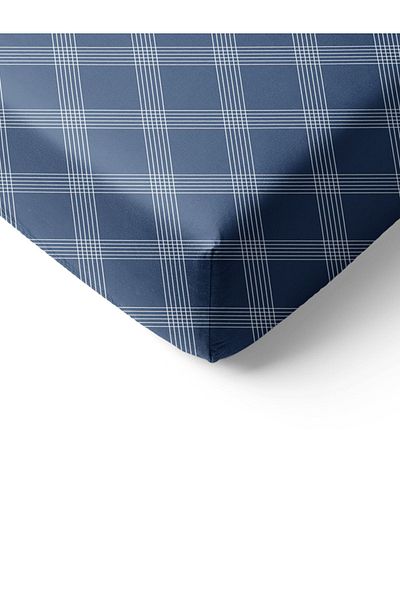 Evmila Geometric Pattern Printed Double Sheet Set 160x200 Cm - Navy Blue