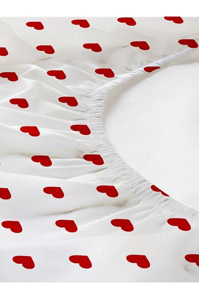 Evmila Σετ σεντόνια μονό ελαστικό Red Heart