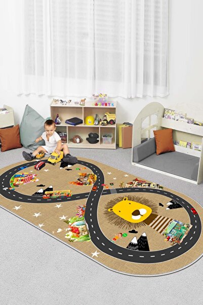 Lavita Home Makinede Yıkanabilir Kaymaz Taban Leke Tutmaz Yol Desenli Çocuk O...