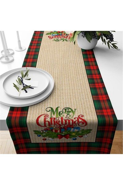 Evmila New Year's Special Merry Christmas Written Velvet Runner