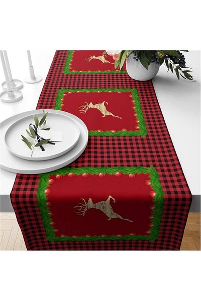Evmila Anul Nou Special Deer Pattern Runner