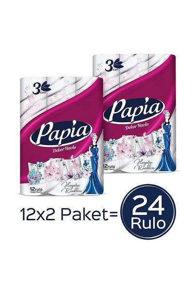 Papia Decorative Paper Towel 24 Rolls (12 Rolls X 2 Packs)
