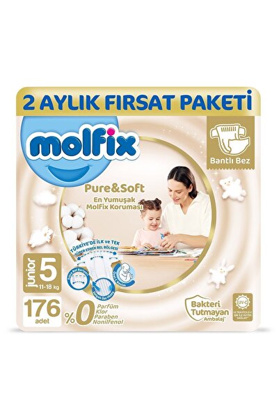 Molfix Pure Soft 5 Beden Junior 2 Aylık Fırsat Paketi 176 Adet