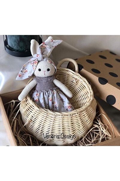 Bohodella Rattan Bambu Hasır Duvar Sepeti, Çocuk Odası Duvar Sepeti