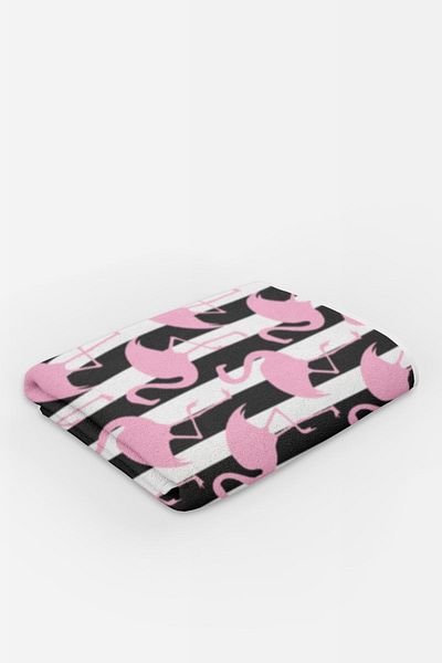 Evmila EVMİLA Flamingo Pattern - Πετσέτα θαλάσσης και παραλίας, ασπρόμαυρη ριγέ