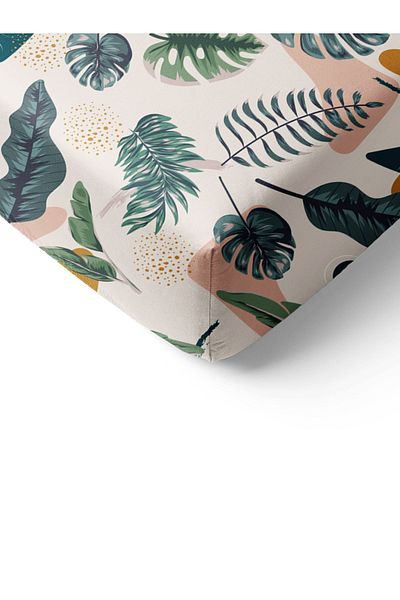 Evmila Leaf Pattern Printed Double Sheet Set 160x200 Cm - Colorful