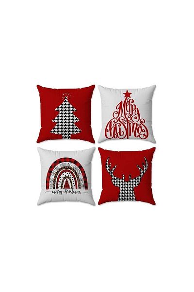 Evmila Set de 4 huse de pernă speciale pentru Anul Nou