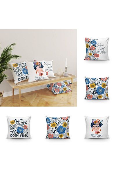 Evmila Set de 5 huse de pernă decorative