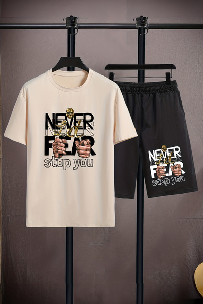 MYADA Παιδικό σετ 2 τεμαχίων - Crew Neck, Elastic Shorts, Never Fear Stop You...