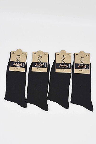 Külah Ανδρικές βαμβακερές μαύρες κάλτσες 4 ζευγαριών με άρωμα 40-44