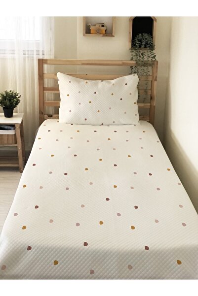 Evmila Puantiye Desenli Bebek Ve Çocuk Baskılı Tek Kişilik Pike Takımı 160x23...