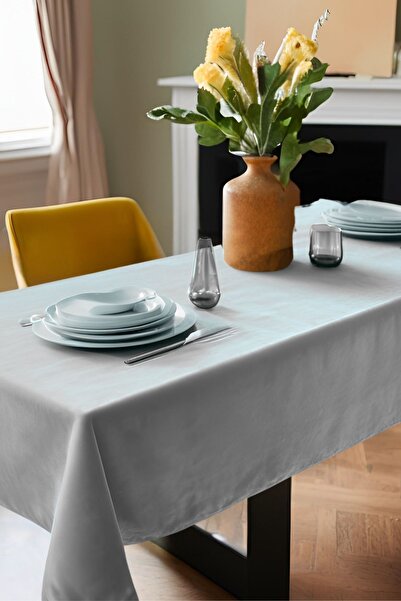 Cortibo Light Gray Barcelona Velvet Textured Tablecloth