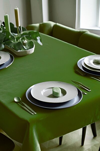 Cortibo Grass Green Barcelona Velvet Textured Tablecloth