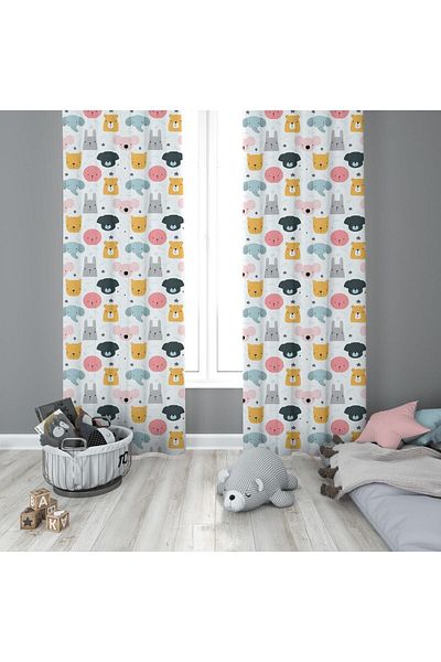 Evmila Children's Room Patterned Background Curtain