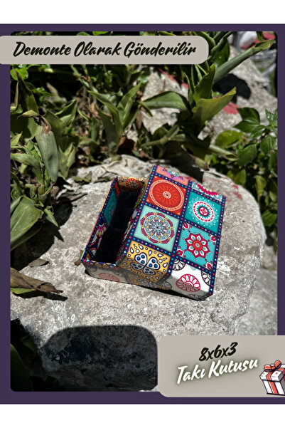 Fatih Kutu 8x6x3 - Çini Desenli Süngerli Takı Kutusu | [Demonte 25 Adet]