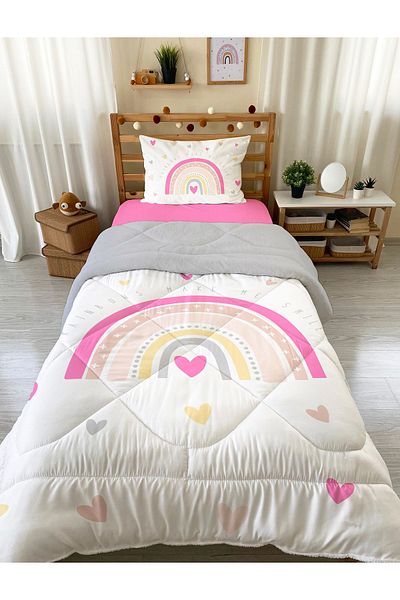 Evmila 160x220 cm Rainbow Pattern Wellsoft Μονό Πάπλωμα και Σετ ύπνου σιλικόνης - Διπλής όψης