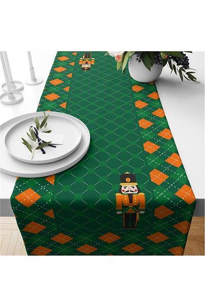 Evmila New Year's Special Bullet Soldier Patterned Velvet Runner