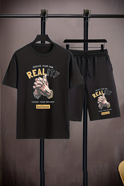 MYADA Set 2 piese pentru copii cu imprimeu Reality - Decolteu, pantaloni scur...