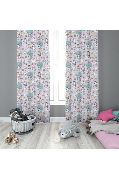 Evmila Patterned Children's Room Background Curtain