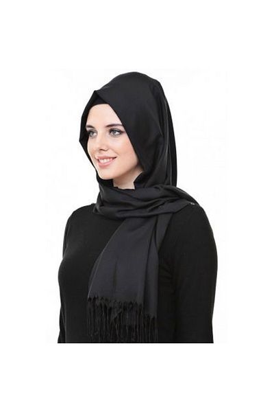 Bima Ticaret Black Seamless Long Shawl - 70x155 cm Seasonal