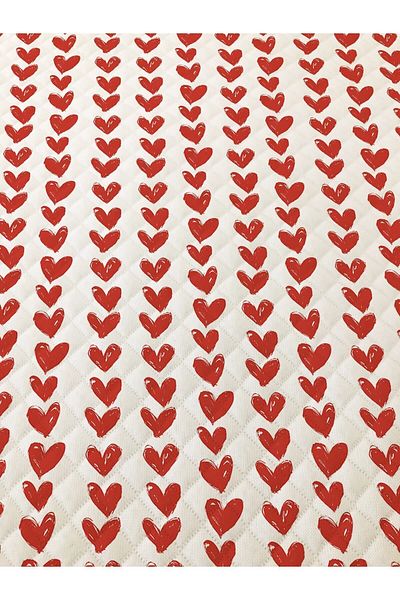 Evmila Red Heart Pattern Double Printed Pique (200x220 Cm) White