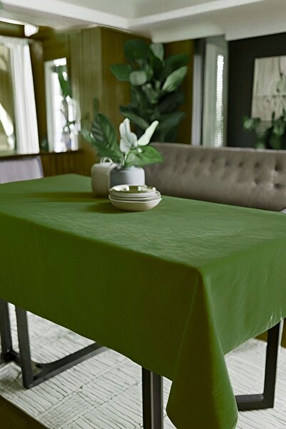 Cortibo Grass Green Barcelona Velvet Textured Tablecloth
