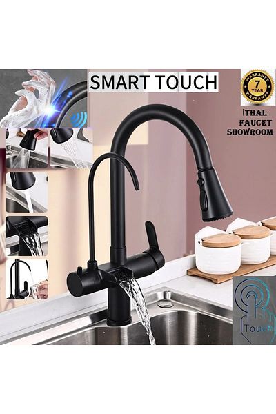 OEM Waterproof Spiral Kitchen Touch Sink Faucet with Fountain and Waterfall